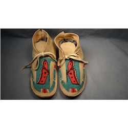 Chippewa 1/2 beaded moccasins, from Turtle Mountain Reservation, N. Dak.