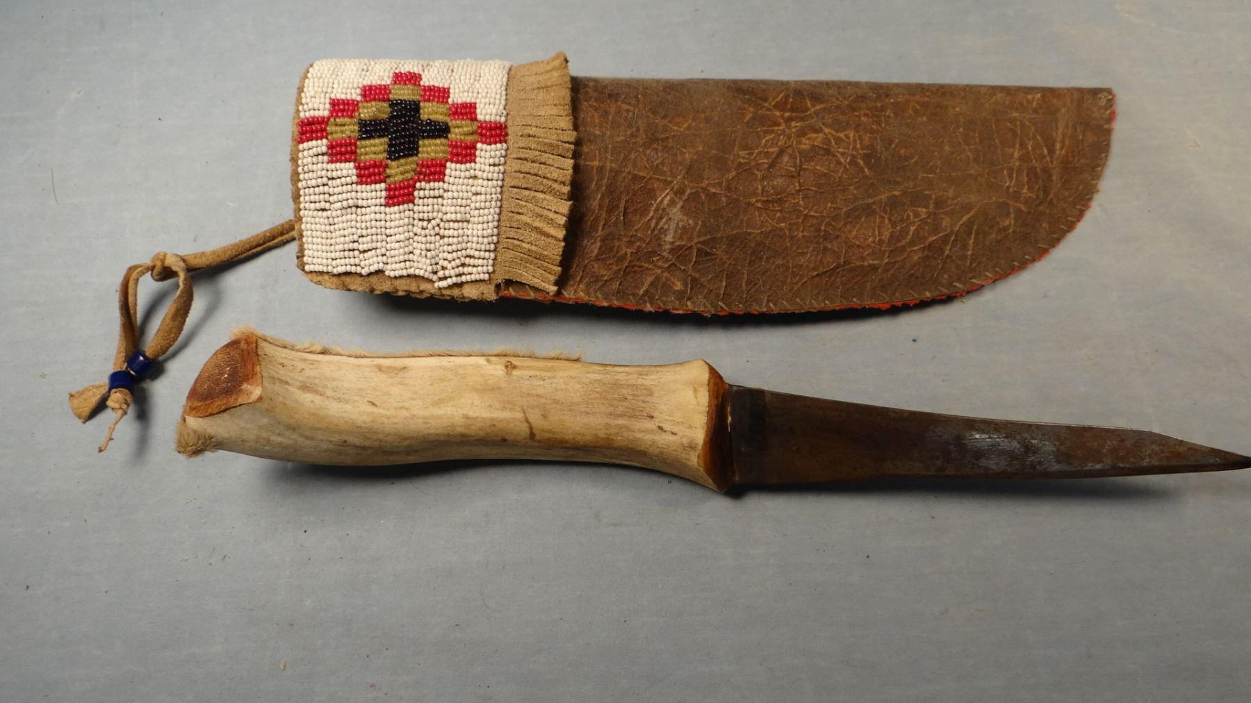 Lakota knife and sheath, very old, 5.5". LN6