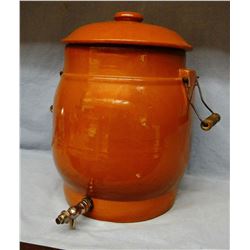 Imperial 5 gal. stoneware water cooler w/lid, excellent cond.
