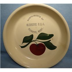 Watt Ware advertising pie plate, 9", Glendive, MT PCA, apple pattern