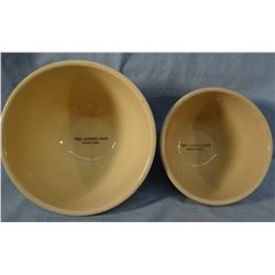 (2) Watt Ware advertising bowls, 7" & 8", First National Bank, Reserve, MT, mint, apple pattern