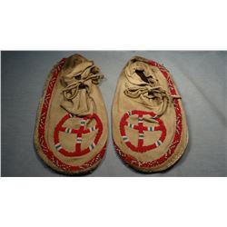Sioux beaded moccasins, front and trim, old, from Pine Ridge, SD.