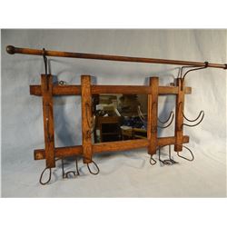 Mission oak towel rack w/mirror
