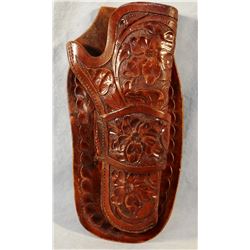 George Lawrence single loop holster, flower tooled