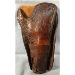 Moran Bros., Miles City, M. T.  tooled SAA holster, 9", single loop, good mark. Est. $1350 - $1800