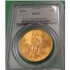 Image 1 : 1924 St. Gaudens $20 gold coin, PCGS MS62
