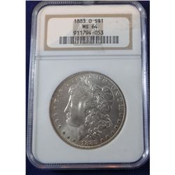 1883 O Morgan dollar, NGC MS 64