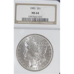 1885 Morgan dollar, NGC MS 64