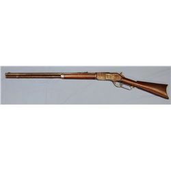 Win. 1876 rifle, 2nd Model,  .45-75, s#25237, made 1882, 28" oct bbl, custom stock, bright bore, cre