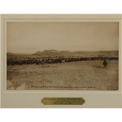 Huffman, L. A. BW collotype 1905, Evening At The Roundup, 12" x 7", framed