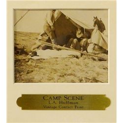 Huffman, L. A. vintage contact print, Camp Scene, 3 1/2" x 4 1/2", framed