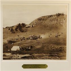 Huffman, L. A. collotype, The Roundup Breaking Camp, 9 3/8" x 11" framed