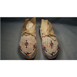Shoshone full beaded moccasins, Fort Hall, ID., ca 1930's, few beads loose or missing.