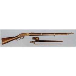 Win. 1873 musket w/bayonet and case, .44-40, 30" rd. bbl, bright bore, 21" bayonet, sling swivels, s
