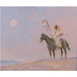 Contway, Jay (1935-2019) original oil on board, Chief Stick, 8" x 10"