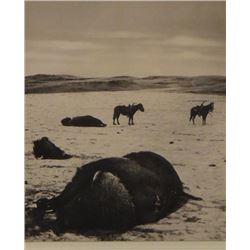 Huffman, L. A. collotype, After The Buffalo Chase, 8" x 10", framed