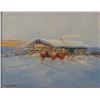 Image 1 : Cheek, C. R. original oil, Cold Winter At Sunset, 12" x 14