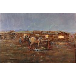 Cheek, C. R. original oil, Buck's Saloon, 14" x 16"