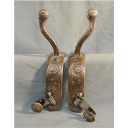 E. Garcia fancy silver mtd etched spurs