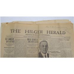 (4) vintage Montana newspapers, Hilger Herald, Denton Recorder, Lewistown Democrat News,  Phillipsbu