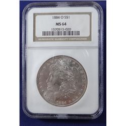 1884 O Morgan dollar, NGC MS 64