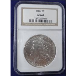1886 Morgan dollar, NGC MS 64