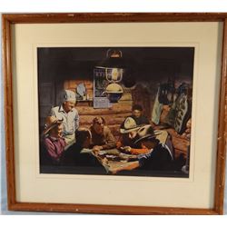 (2) Belden, Charles prints, Bunkhouse Card Game, colored, 18"  x 24" and  Hereford Cattle Drive, col