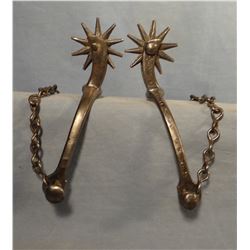 Iron ladies spurs, no marking and Shop built iron spurs, 8 pt rowels