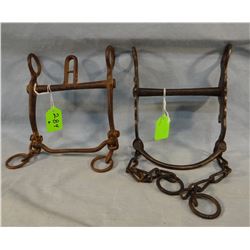 (2)  Buermann iron bits, #1376 dove bit w/welded rein chains;  heavy etched bit, #1886