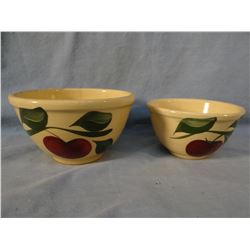 (2) Watt Ware advertising bowl, 6" & 5", Olson's General Merchandise, Niobrara, NE.; Minnard's Dairy