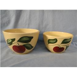 6 pcs: Watt Ware apple pattern bowls, 5" each and 2 bowls, 7" and 8", hairlines