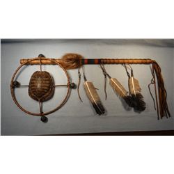 2 Turtle shell hoop dance sticks, 26", Chippewa/Cree