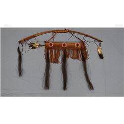 Bow with quiver, 45" bow, 2 arrows, iron points, Chippewa/Cree