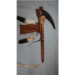 Buffalo horn rattle, 24", Chippewa/Cree, Many Trails Collection
