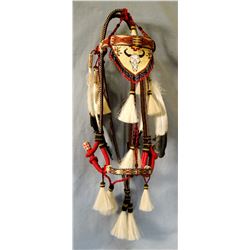 Fancy hitched horsehair bridle, contemporary, made in S. Dak. State Prison