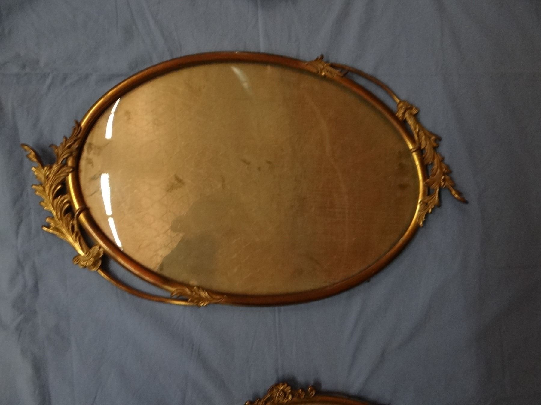 3 brass oval picture frames, 13" x 16" and 13" x 19"