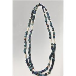 Indian trade bead necklace, 12" double strand, glass beads