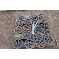 18 PULLEYS & 4 SHAFTS