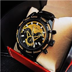 Mens L.A. Banus Midnight Black Crescent Moon Stainless Steel Band Watch