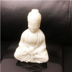 Asian Hand Carved White Jade Resting Buddha Figure