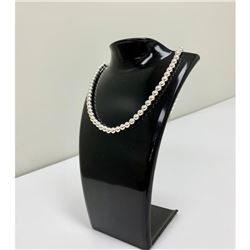 Italy Marked, Akoya Pearl Inspired, Sterling Silver Necklace