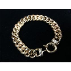 Custom Made Italian 14K Yellow Gold Cuban Link Bracelet