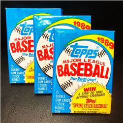3 Vintage Topps 1989 Unopened Baseball Card Packs
