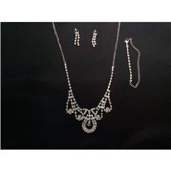 Czech Crystal Rhinestone Bridal Necklace Set