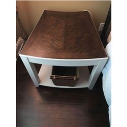 Pair of mirrored oak designer end tables (2) 23"H 26x26