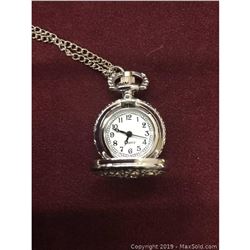 Elegant Silver Tone Watch Pendant Necklace