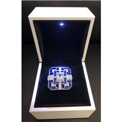 Exquisite Ladies Silver 925 Blue Tanzanite Ring With LED Ring Box
