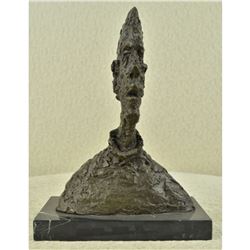 Signed Gia Abstract man Bust Art Deco Marble Sculpture Big Head Bronze Figurine