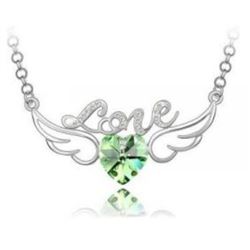 Austrian Crystal with Swarovski Elements - Angel wings & Love/Heart-Green