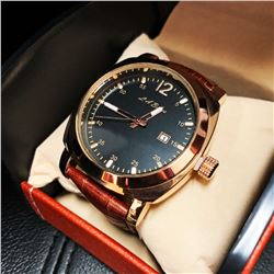 Womens L.A. Banus Steampunk Black Dial Genuine Leather Band Watch